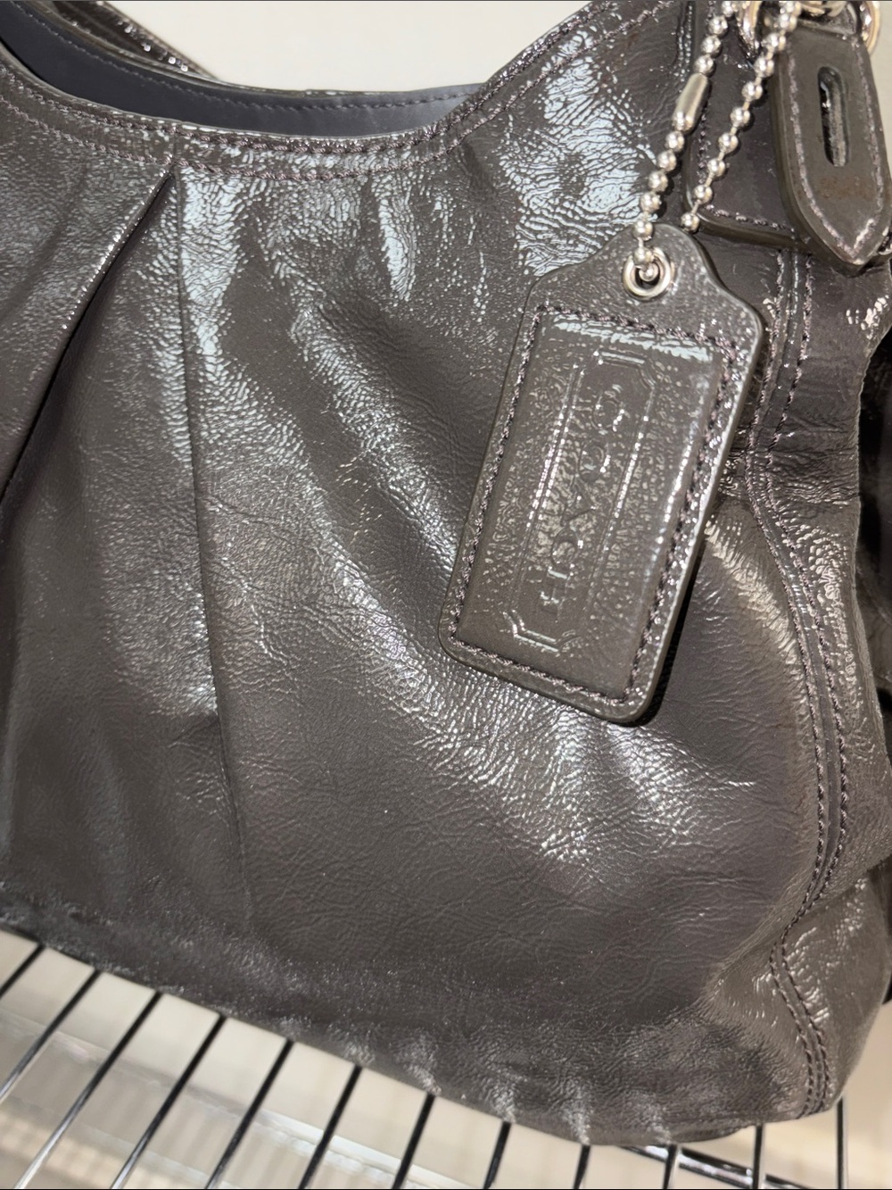 COACH MAGGIE IN GRAPHITE GRAY PATENT LEATHER  #15734 - Picture 2 of 11